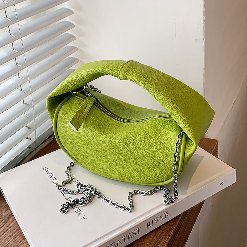 Artificial Leather Solid Color Fashion Soft Surface Square Zipper Crossbody Bag