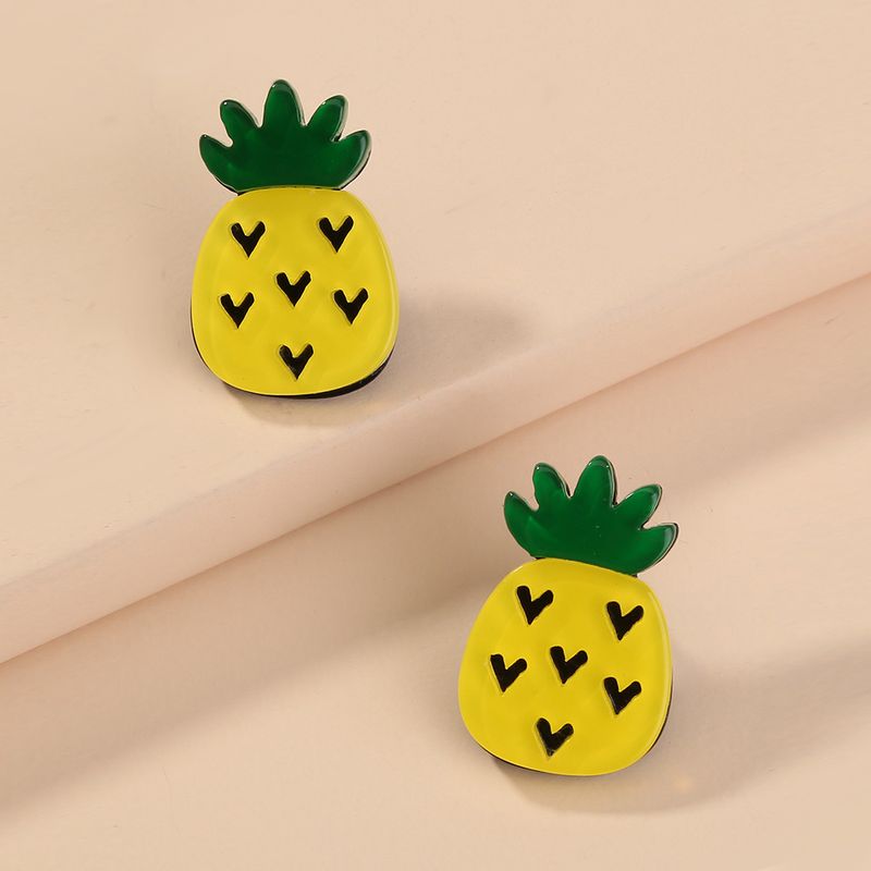 Fashion Creative Cute Simple Small Pineapple Copper Ear Stud Earrings