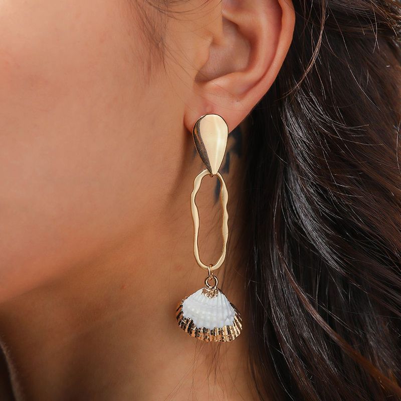 Ethnic Style Shell Alloy Plating Drop Earrings