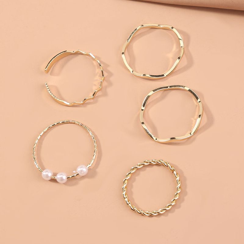 Fashion Geometric Alloy Plating Rings 5 Pieces