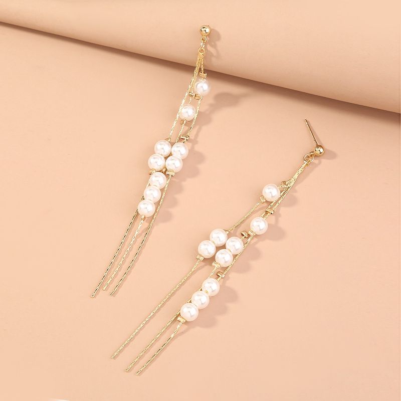 Retro Geometric Alloy Plating Artificial Pearls Earrings 1 Piece