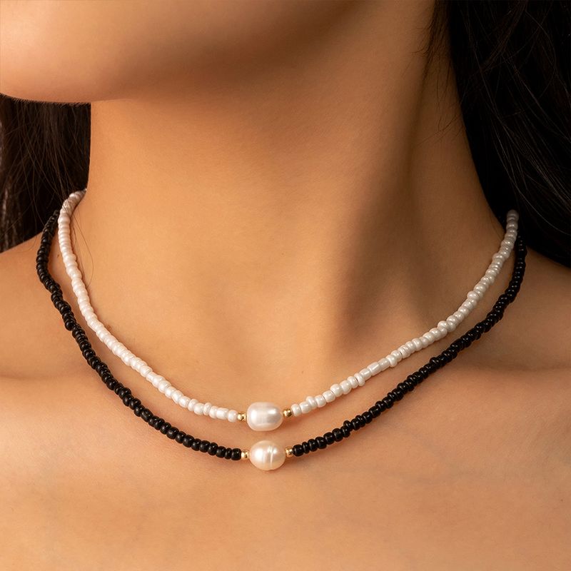 Mode Süß Geometrisch Einfarbig Glas Perlen Halskette