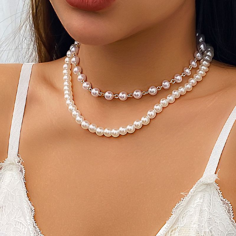 Femmes Style Vintage Solide Couleur Imitation Perle Collier Perlé Perle Artificielle 1 Pièce