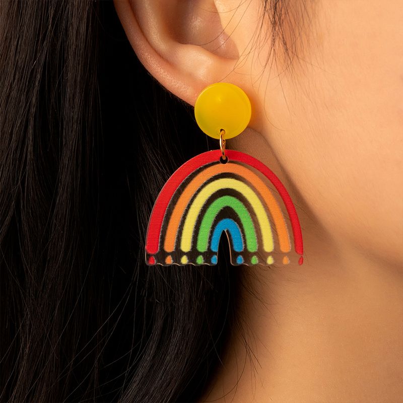 Damen Niedliche Mode Regenbogen Harz Ohrringe Tropfen Ohrringe 1 Stück