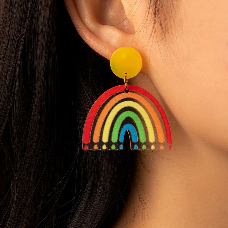 Femmes Mignon Mode Arc-en-ciel Résine Boucles D'oreilles Boucles D'oreilles 1 Pièce