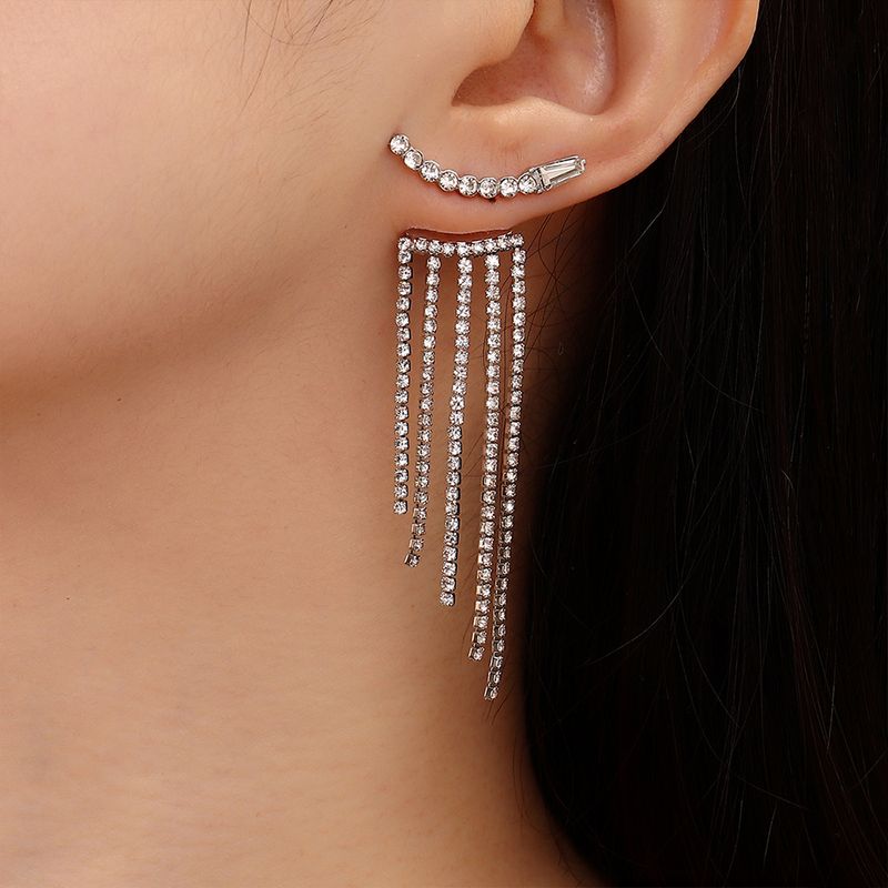 Elegant Fashion Tassel Iron Artificial Rhinestones Earrings