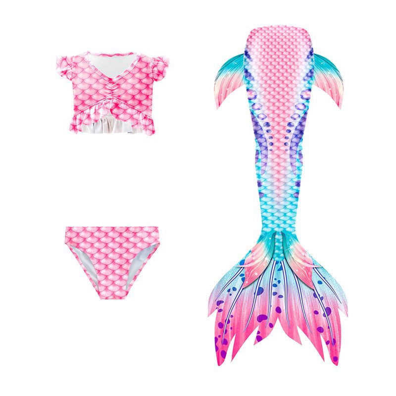New Style Cute Colorful Children's Mermaid Tail Swimsuit Three-piece Suit