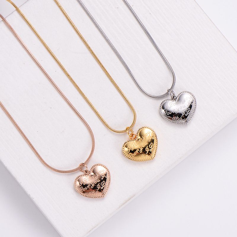 Stainless Steel Simple Style Carving Heart Shape No Inlaid