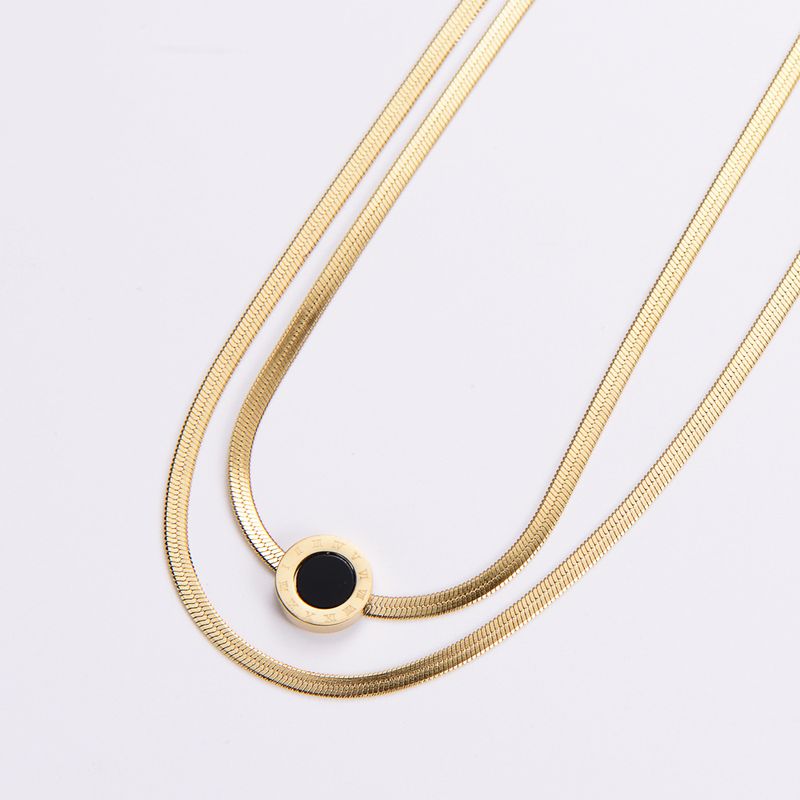 Women's Fashion Round Titanium Steel Necklace Plating Stainless Steel Necklaces