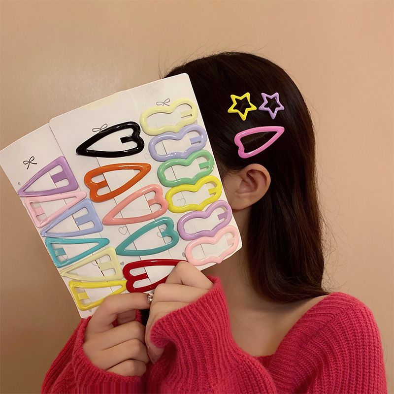 Korean Style Xuan Ya Candy Color Triangle Peach Barrettes Female Online Influencer Girl Versatile Bang Clip Cute Side Clip