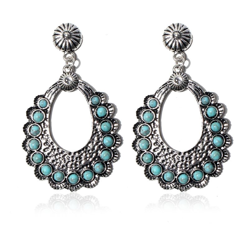 Women's Bohemian Water Drop Synthetic Resin Alloy Turquoise Earrings Inlay Drop Earrings