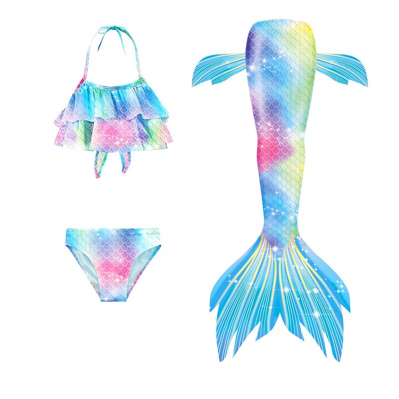 Mermaid Tail Girls' Two-piece Swimsuit Children Three-piece Suit
