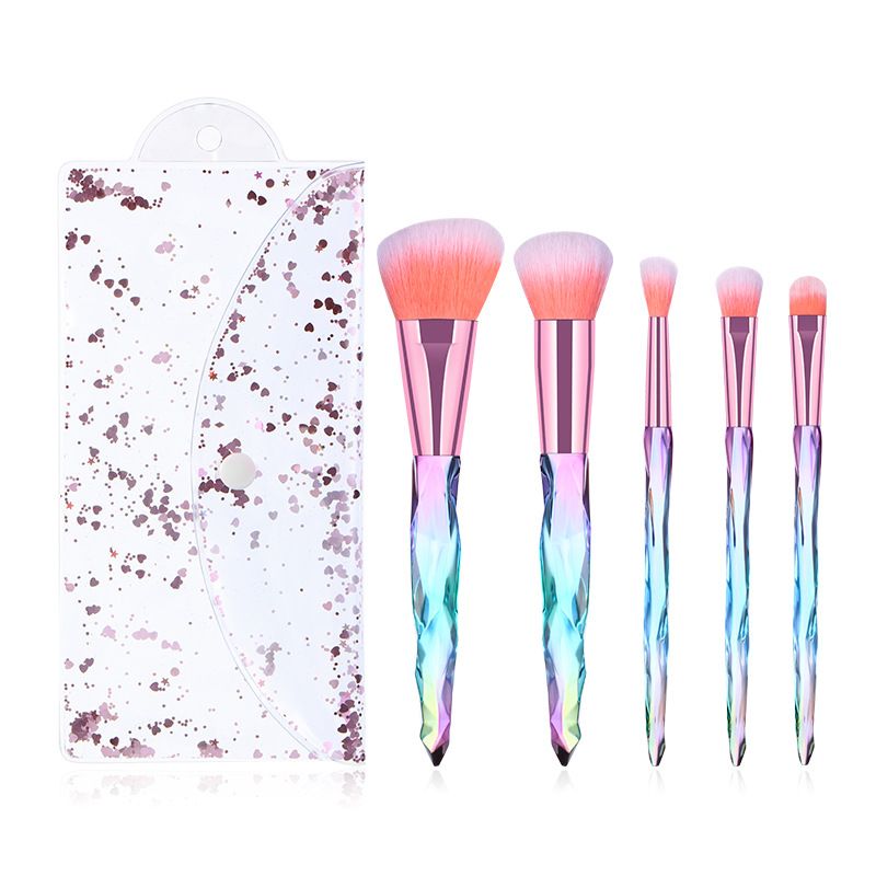 Trendy 5 Pcs 7 Pcs Transparent Acrylic Handle Pvc Bag Makeup Brush Set