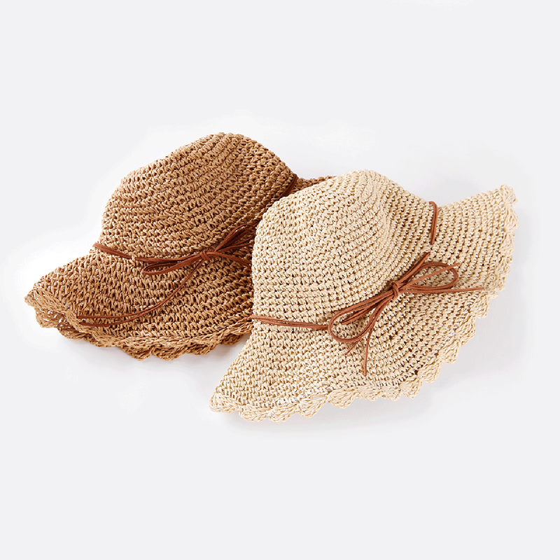 Summer New Women's Wide Brim Sun Protection Ruffled Handmade Straw Hat