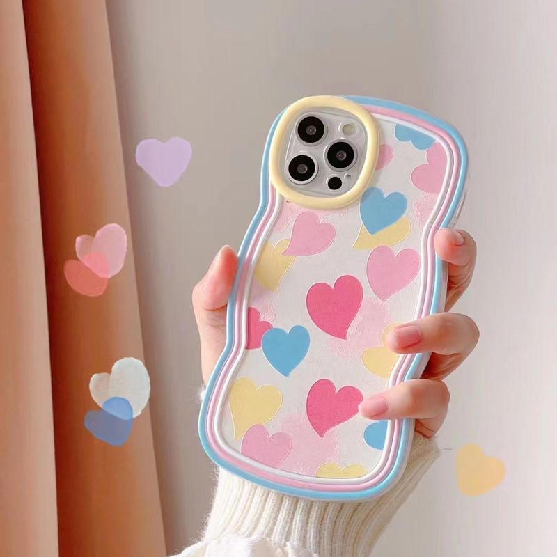 Creative Fashion Simple Wavy Macaron Heart For Iphone13promax Phone Case