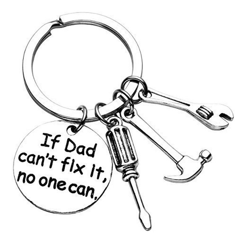 Father's Day Gift Letter Stainless Steel Hammer Wrench Screwdriver Key Ring