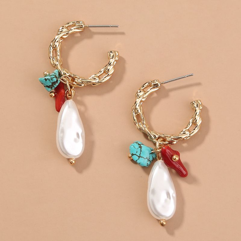 Glam Geometrisch Legierung Überzug Künstliche Perle Ohrringe 1 Stück