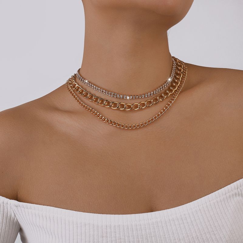 Multi Incrustaciones De Diamantes De Imitación Cadena Garra Gruesa Delicada De Moda-collar De Capa Para Mujer