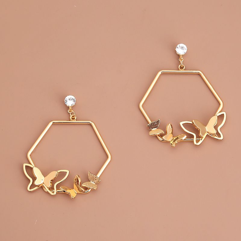 Modern Style Geometric Butterfly Alloy Plating No Inlaid Earrings 1 Pair