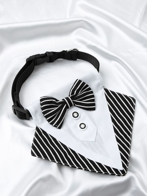 Fashion Creative Dog Striped White Black Bow Scarf Saliva Towel
