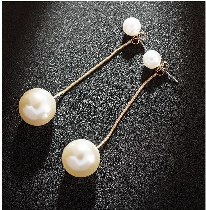 Pendientes De Perlas De Imitación De Perlas De Estilo Simple Para Mujer Con Incrustaciones De Perlas Artificiales
