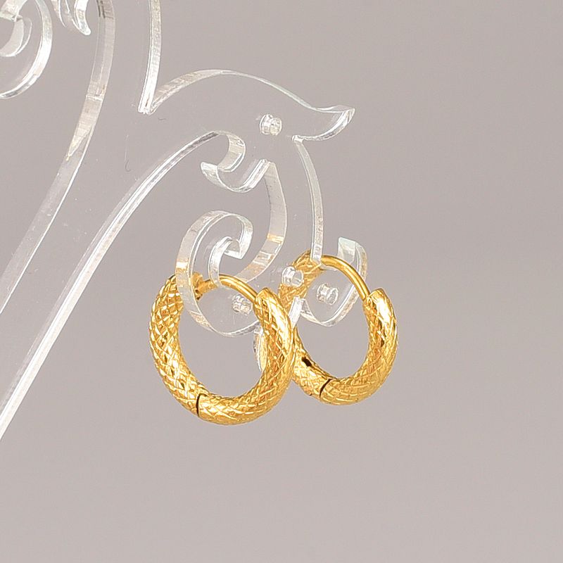 Simple Style Round Titanium Steel Hoop Earrings Plating Stainless Steel Earrings