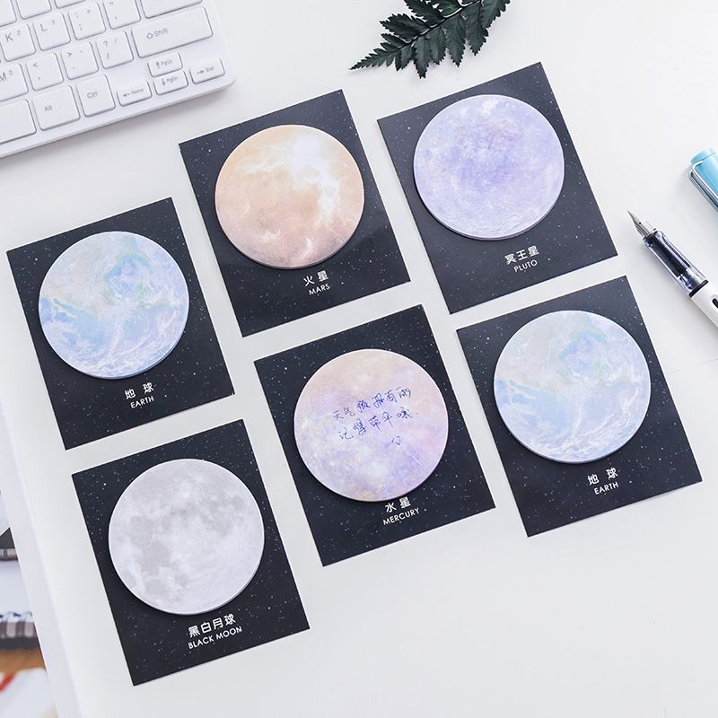 Japan And South Korea Stationery Creative Planet Series Sticky Notes Round Tear-off Note Small Notebook Office Memo Note Sticker