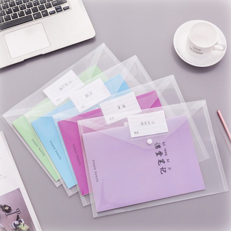 Creative Simple Transparent A4 D'encliquetage Fichier Sac En Plastique Fichier Sac Papier Sac Étudiant Bureau Fournitures De Stockage