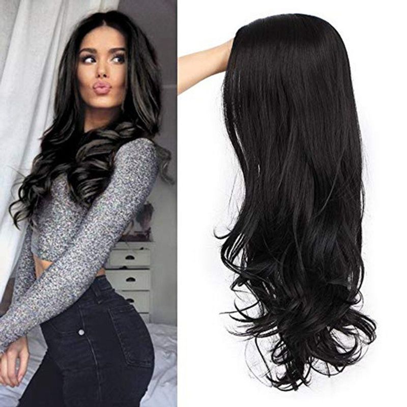 Exclusive For Cross-border European And American Style Wig Medium Black Long Curly Hair Synthetic Wigs Long Curly Hair Black European And American Wholesale