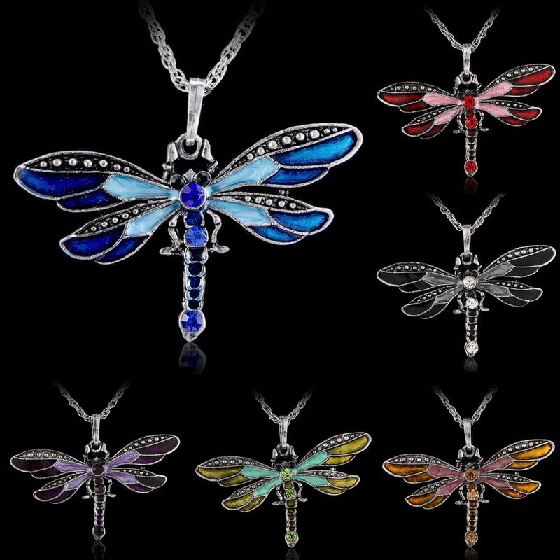 Mode Libelle Legierung Überzug Strass Halskette