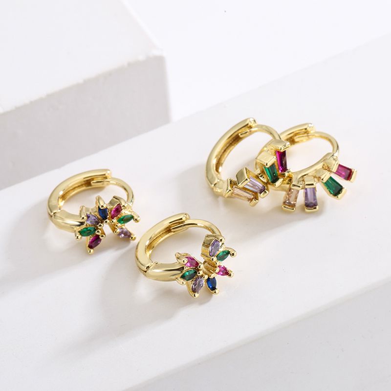 Fashion Colorful Copper Earrings Inlay Zircon Copper Earrings