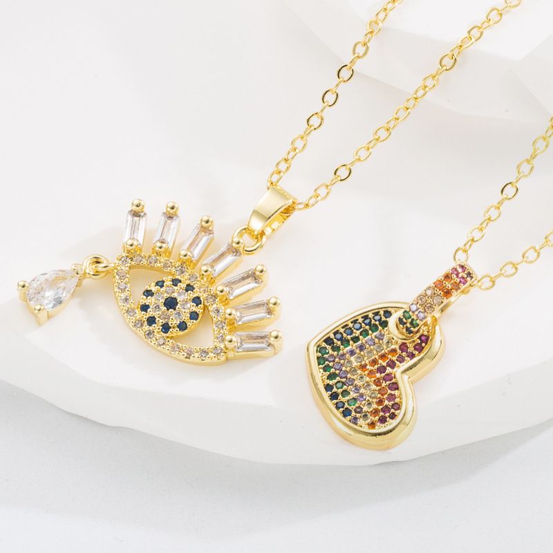 Fashion Devil's Eye Copper Necklace Inlay Zircon Copper Necklaces