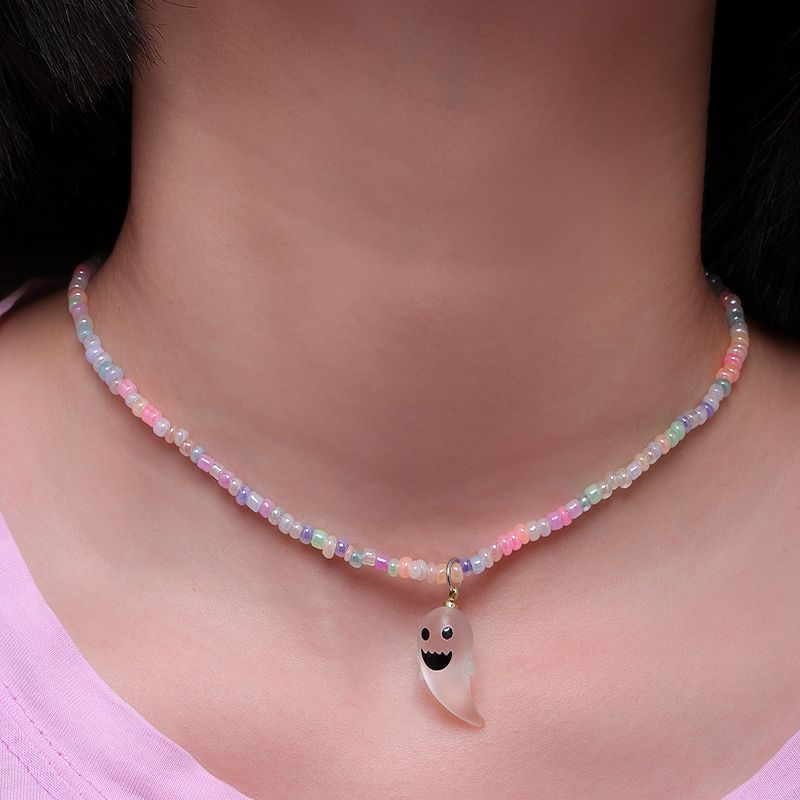 Cartoon Style Ghost Plastic Resin Beaded Choker 1 Piece