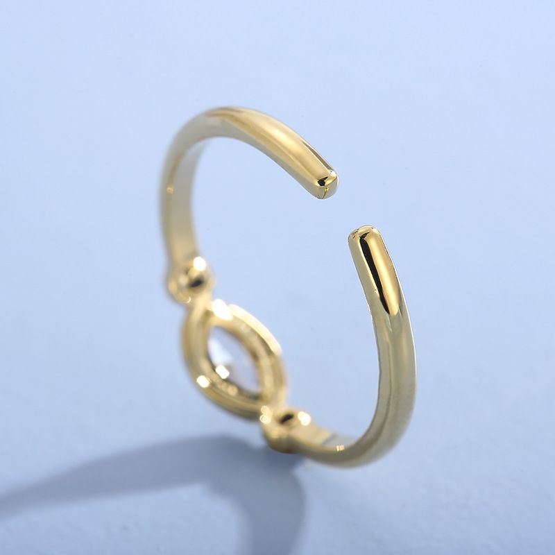 Stainless Steel 18K Gold Plated Fashion Plating Geometric Artificial Diamond Open Ring