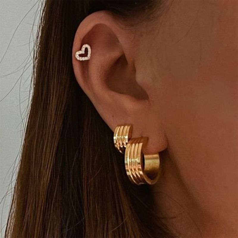 Simple Style C Shape Plating Stainless Steel Gold Plated Hoop Earrings