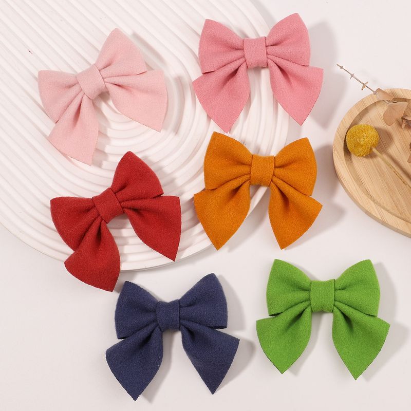 Fashion Solid Color Bow Knot Cloth Hair Clip