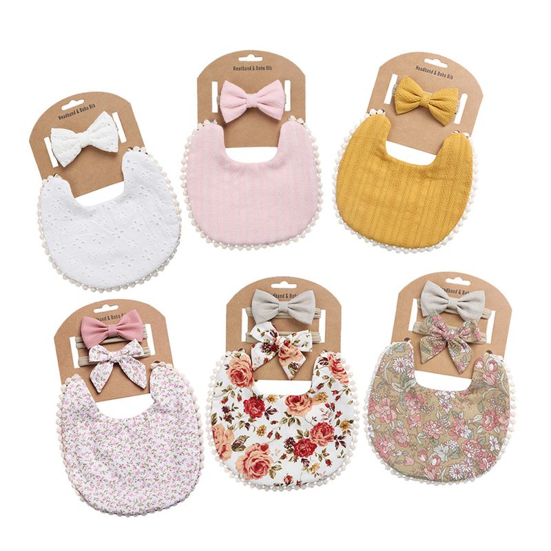 Cute Fruit Flower Bow Knot Linen Saliva Towel Baby Clothes