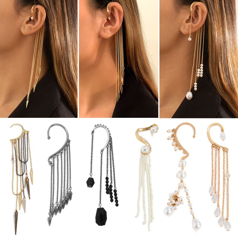 Mode Geometrisch Quaste Legierung Kupfer Ohrringe Überzug Aryl Künstliche Perle Kupfer Ohrringe