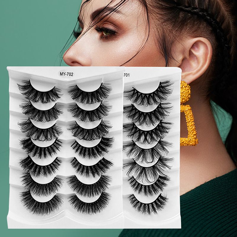 7 Pairs New  Multi-layer Thick Cross Artificial Mink Hair False Eyelashes