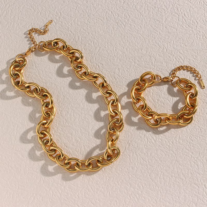 Mode Geometrisch Rostfreier Stahl Überzug Vergoldet Halskette