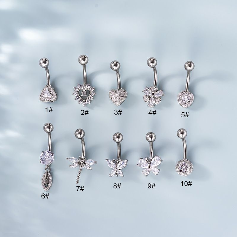 Belly Rings Fashion Heart Shape 316 Stainless Steel  Copper Plating Zircon