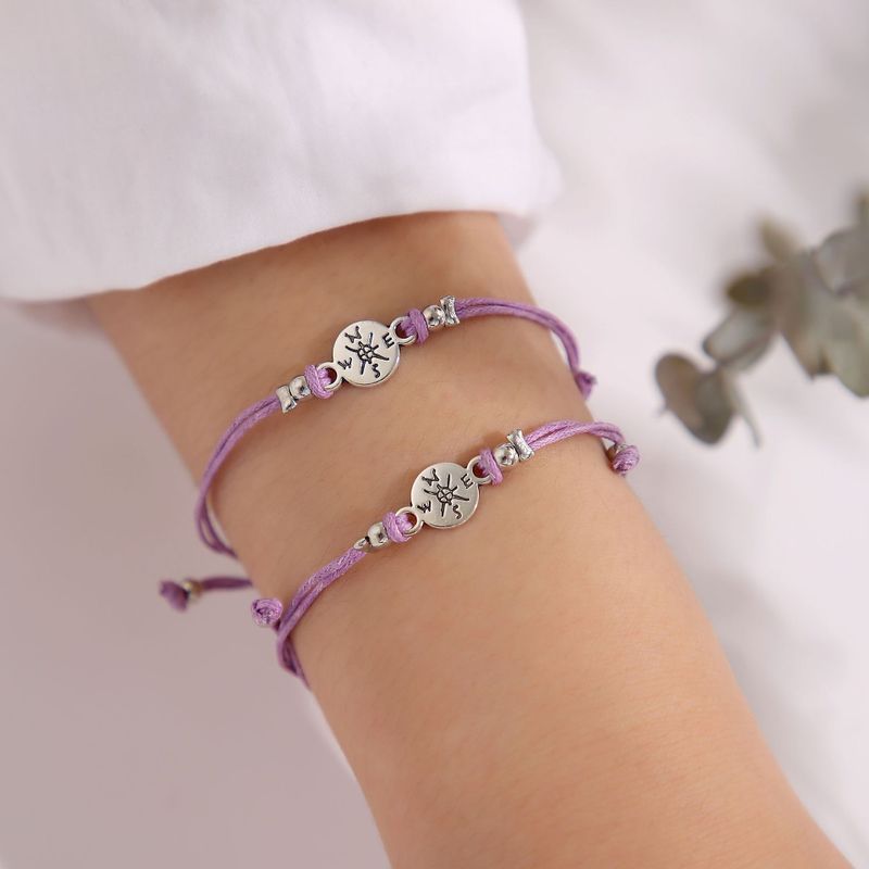 Simple Style Compass Alloy Plating Metal Bracelets