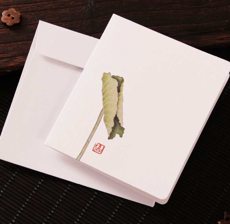 Chinoiserie Plant Solid Color Paper Card