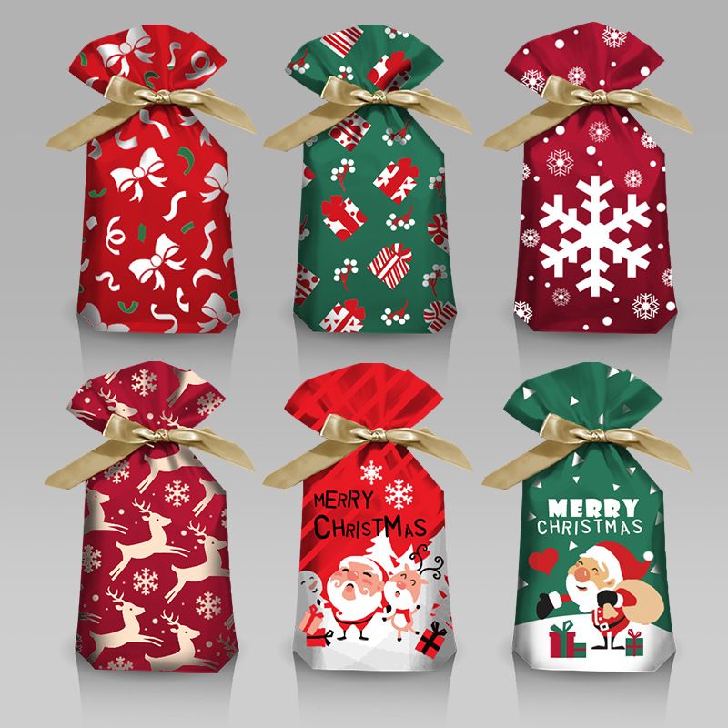 Cartoon Style Santa Claus Snowflake Elk Composite Material Gift Bag