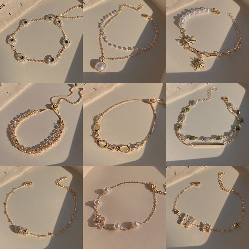Mode Hexagramme Forme De Cœur Acier Au Titane Le Cuivre Bracelets Placage Incruster Perle Zircon Bracelets De Cuivre