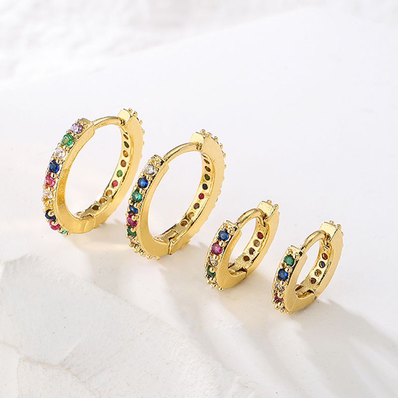 Fashion Colorful Copper Hoop Earrings Inlay Zircon Copper Earrings