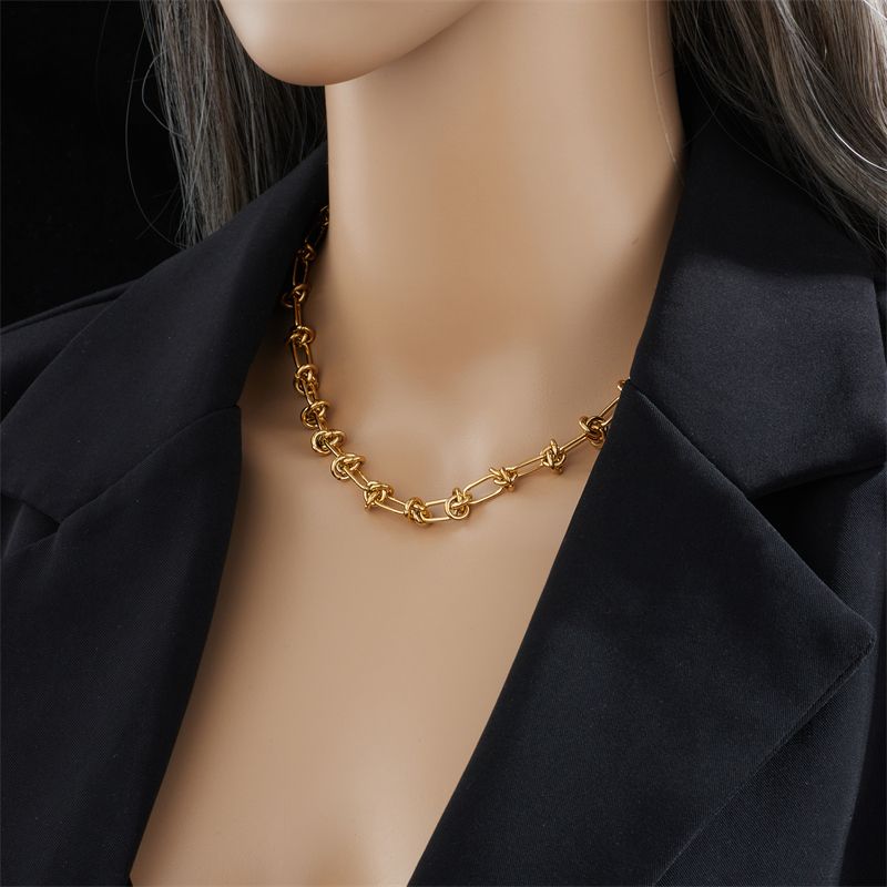 Rostfreier Stahl 18 Karat Vergoldet Vintage-Stil Vergoldet Geometrisch Keine Intarsien Halskette