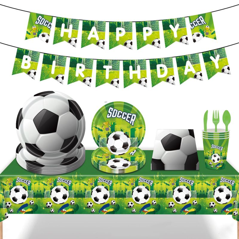 Birthday Letter Football Paper Party Flag Tableware