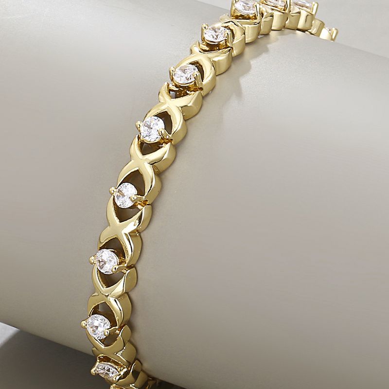 Simple Style Geometric Copper Bracelets Inlay Zircon Copper Bracelets