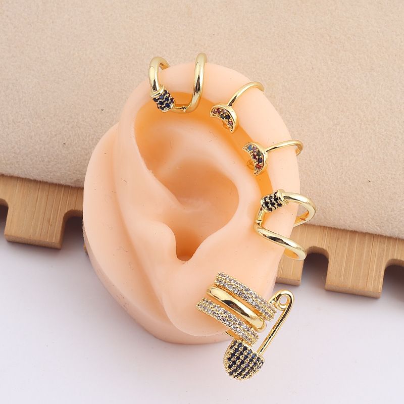 Simple Style Paper Clip Copper Ear Studs Zircon Copper Earrings